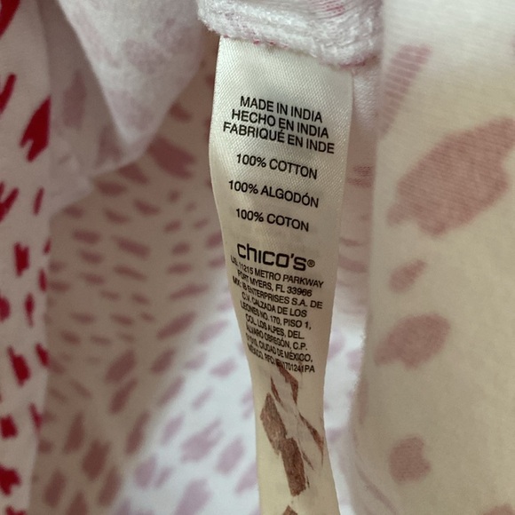 Chico’s Size 3 Eco Weave Piper Knit Top in White‎ with Pink Pattern Chicos XL - Picture 6 of 8